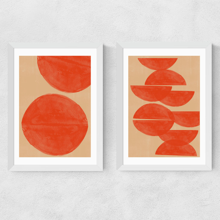 Crimson Diptych Medium White Frame