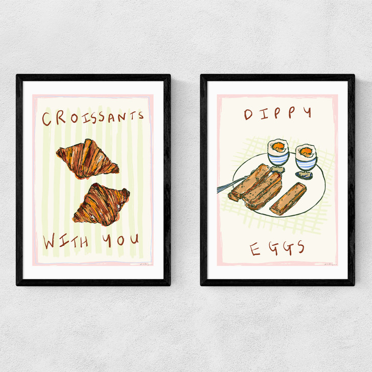 Breakfast Diptych Narrow Black Frame