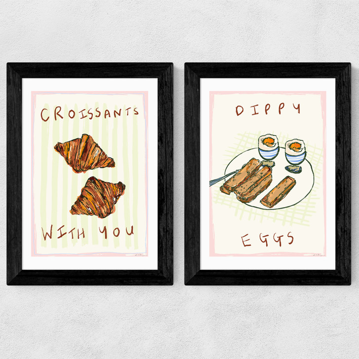 Breakfast Diptych Wide Black Frame