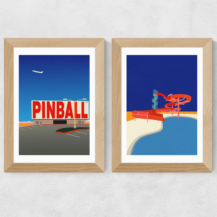 Let's Play Diptych Wide Oak Frame