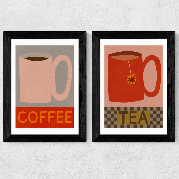 Tea and Coffee Diptych Wide Black Frame
