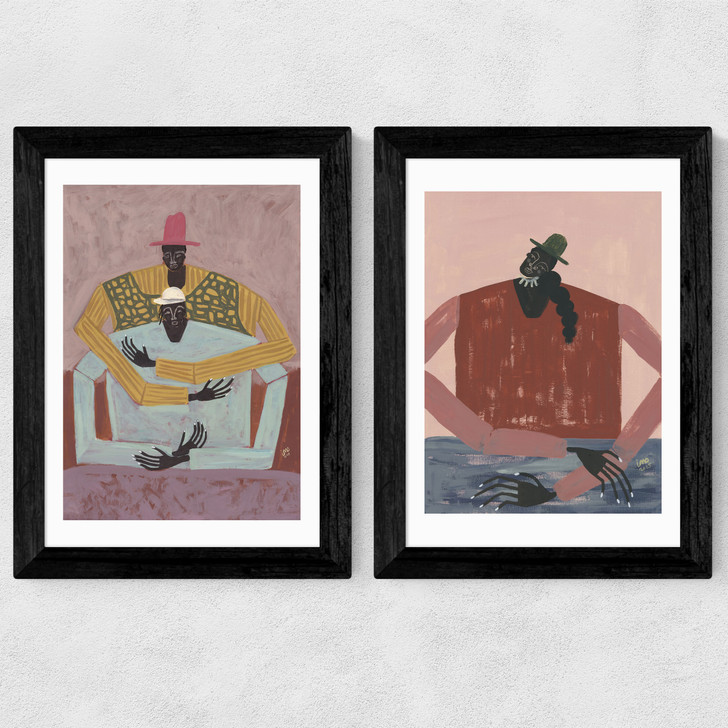 The Hug & Take A Moment Diptych Wide Black Frame