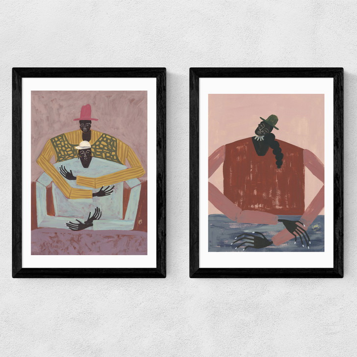 The Hug & Take A Moment Diptych Medium Black Frame