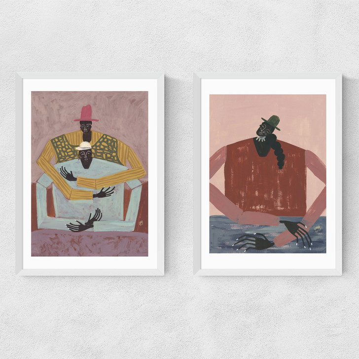 The Hug & Take A Moment Diptych Narrow White Frame
