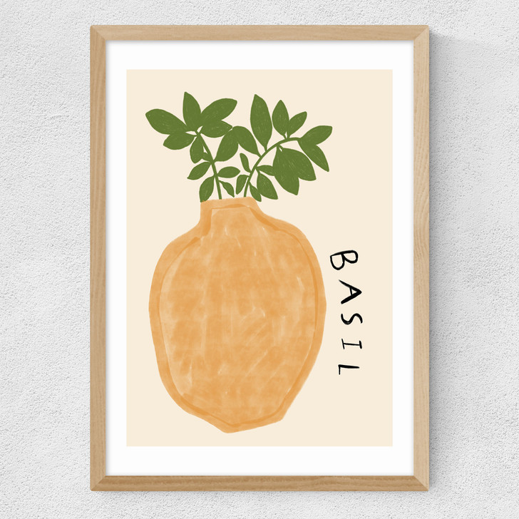Basil Plant Medium Oak Frame