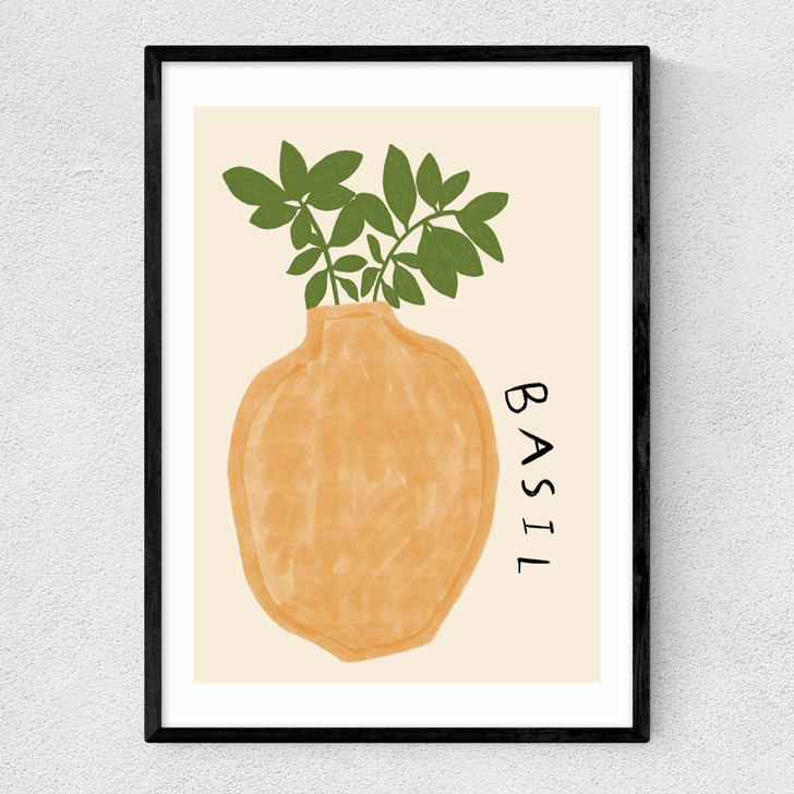 Basil Plant Narrow Black Frame