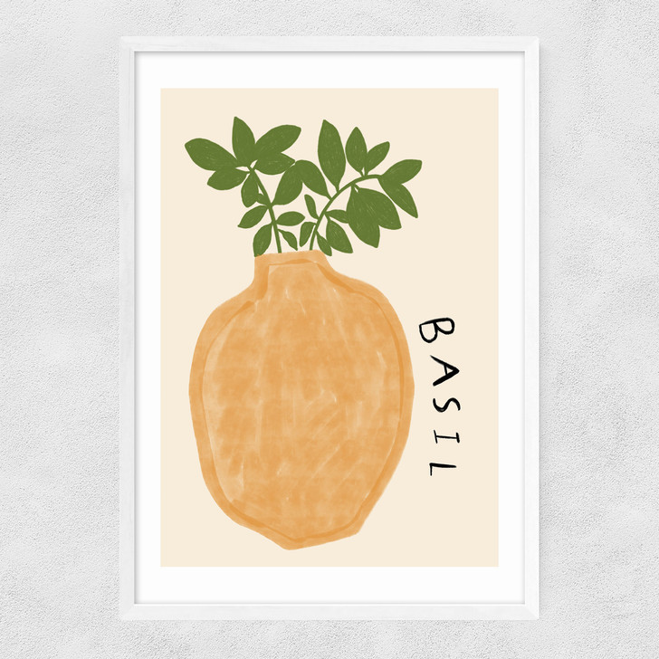Basil Plant Narrow White Frame