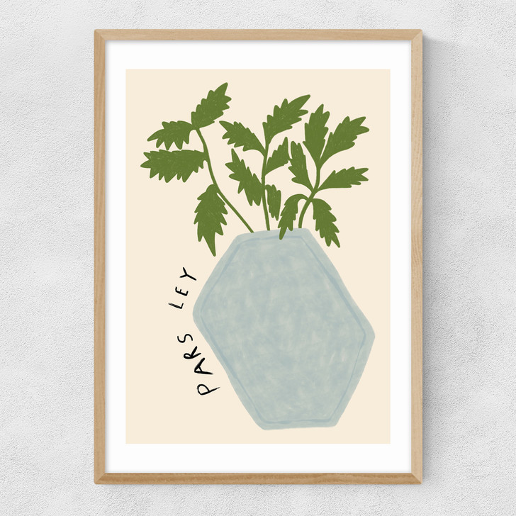 Parsley Plant Narrow Oak Frame