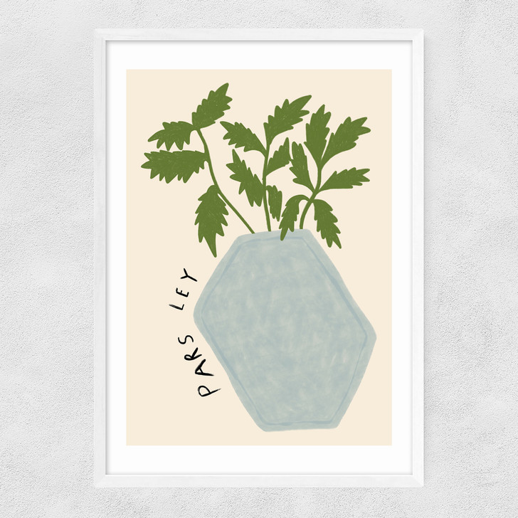Parsley Plant Narrow White Frame