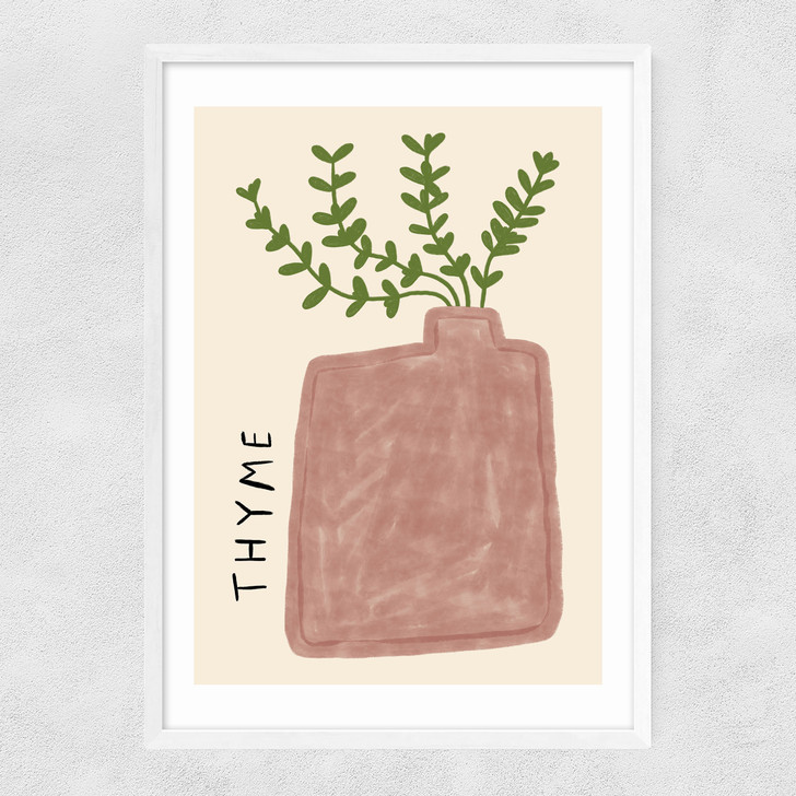 Thyme Plant Narrow White Frame