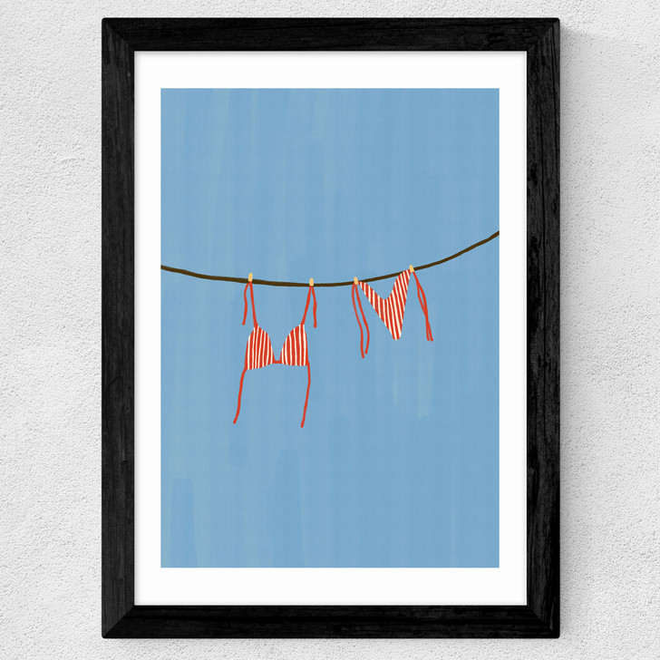 Bikini Washing Line Wide Black Frame