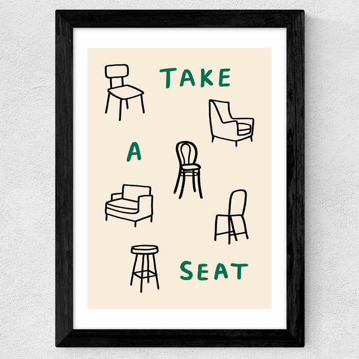 Take A Seat Wide Black Frame