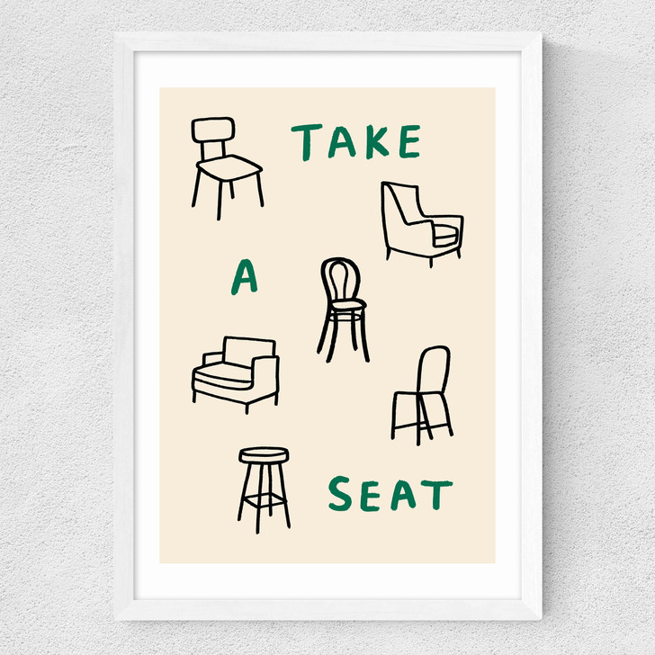 Take A Seat Medium White Frame