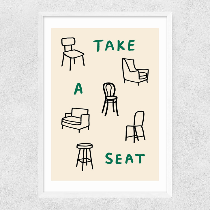 Take A Seat Narrow White Frame