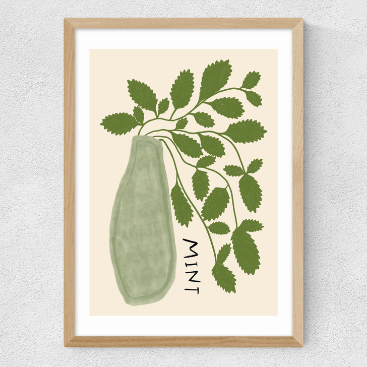 Mint Plant Medium Oak Frame