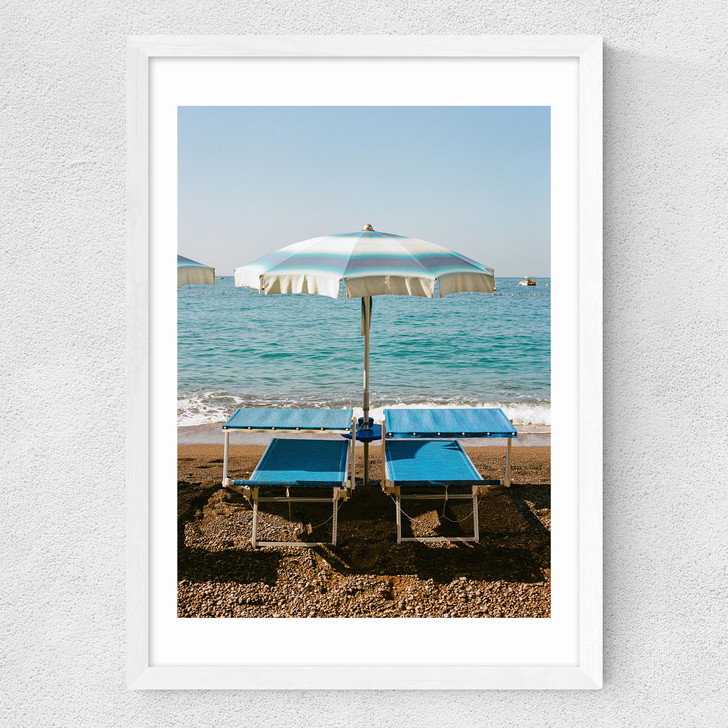 Positano Beach IV Medium White Frame