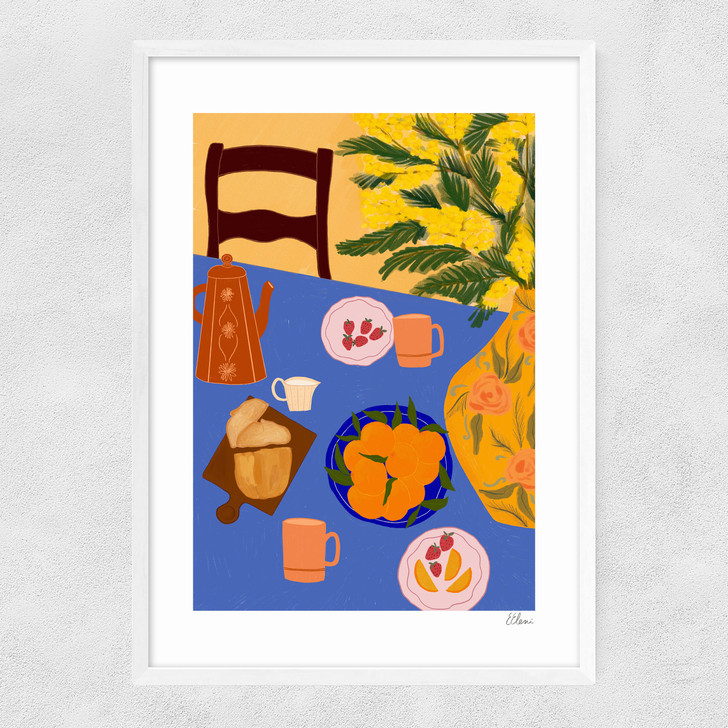 Breakfast In Italy Narrow White Frame