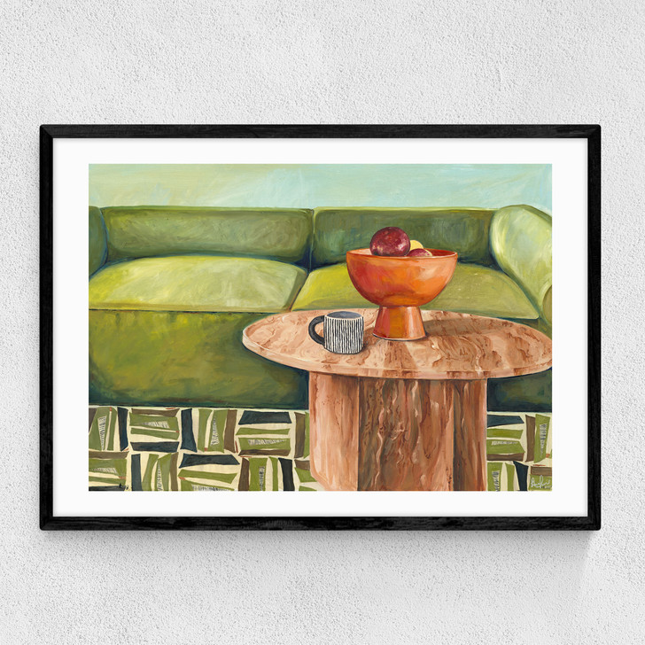 Green Velvet Narrow Black Frame