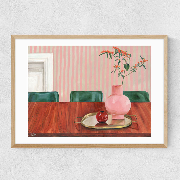 Table and Chairs Narrow Oak Frame