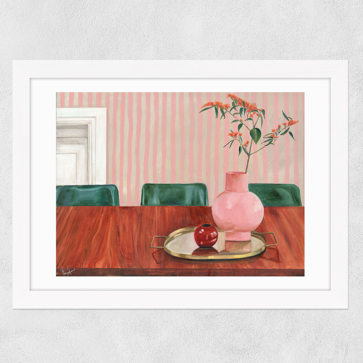 Table and Chairs Wide White Frame