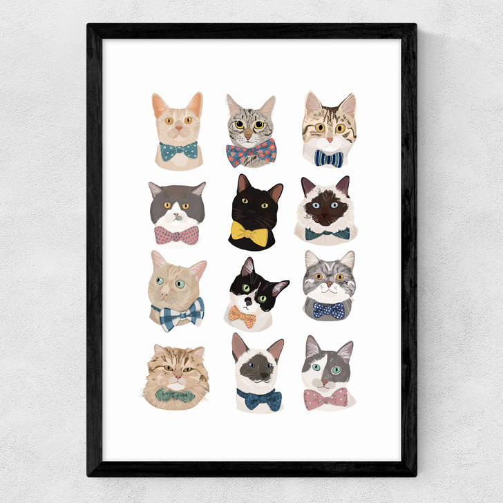 Cats In Bowties Medium Black Frame