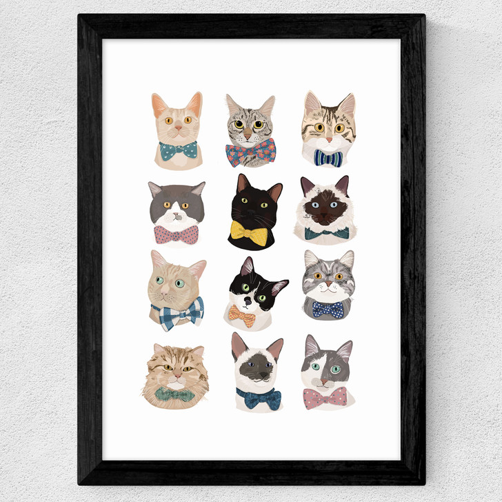 Cats In Bowties Wide Black Frame