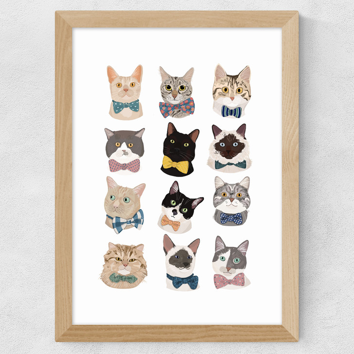 Cats In Bowties Wide Oak Frame