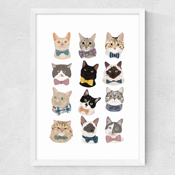 Cats In Bowties Medium White Frame
