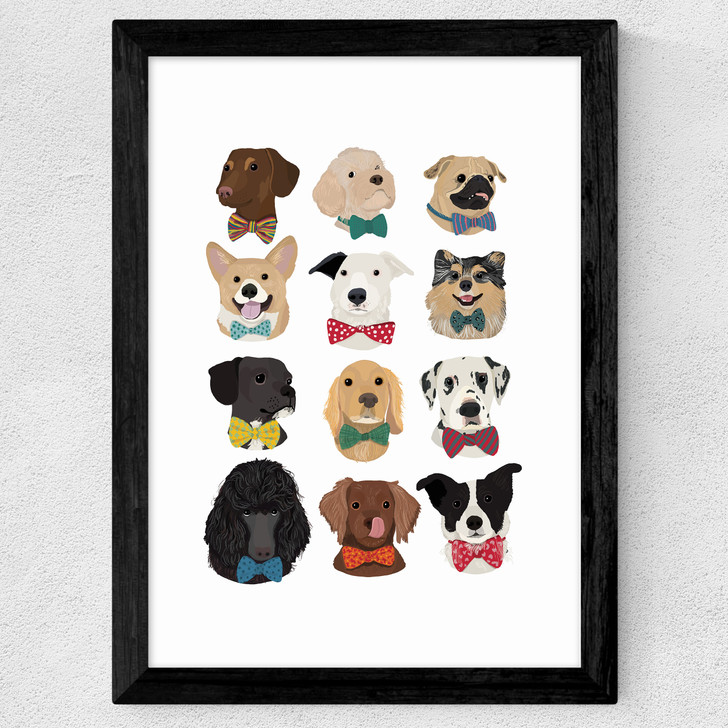 Dogs In Bowties Wide Black Frame