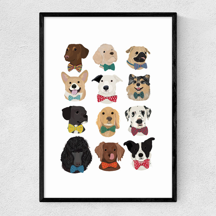 Dogs In Bowties Narrow Black Frame