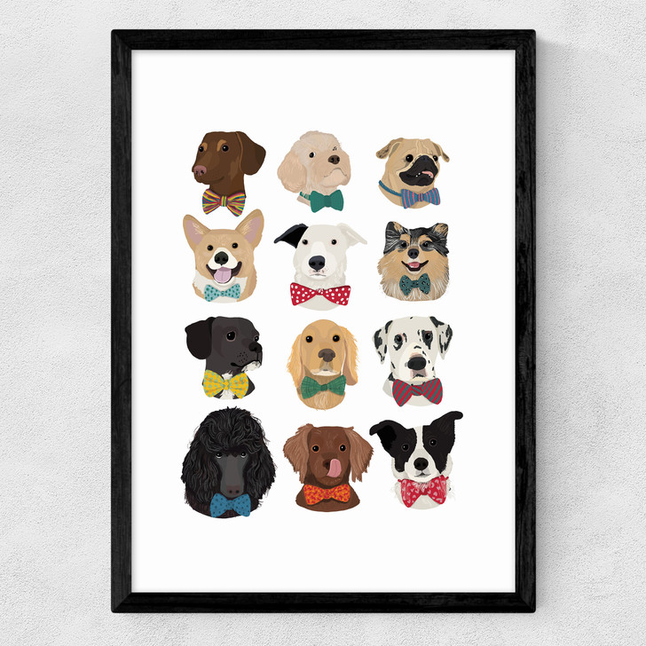 Dogs In Bowties Medium Black Frame