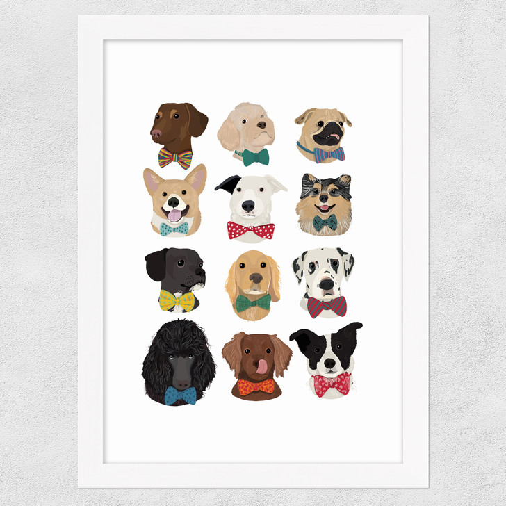 Dogs In Bowties Wide White Frame