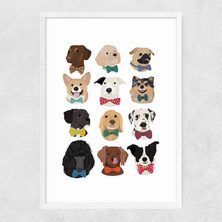 Dogs In Bowties Narrow White Frame