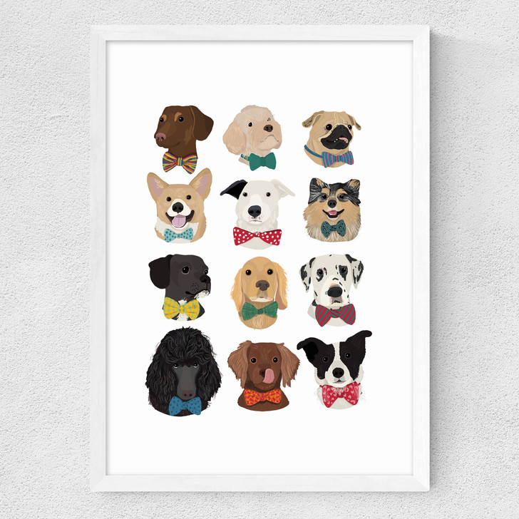 Dogs In Bowties Medium White Frame