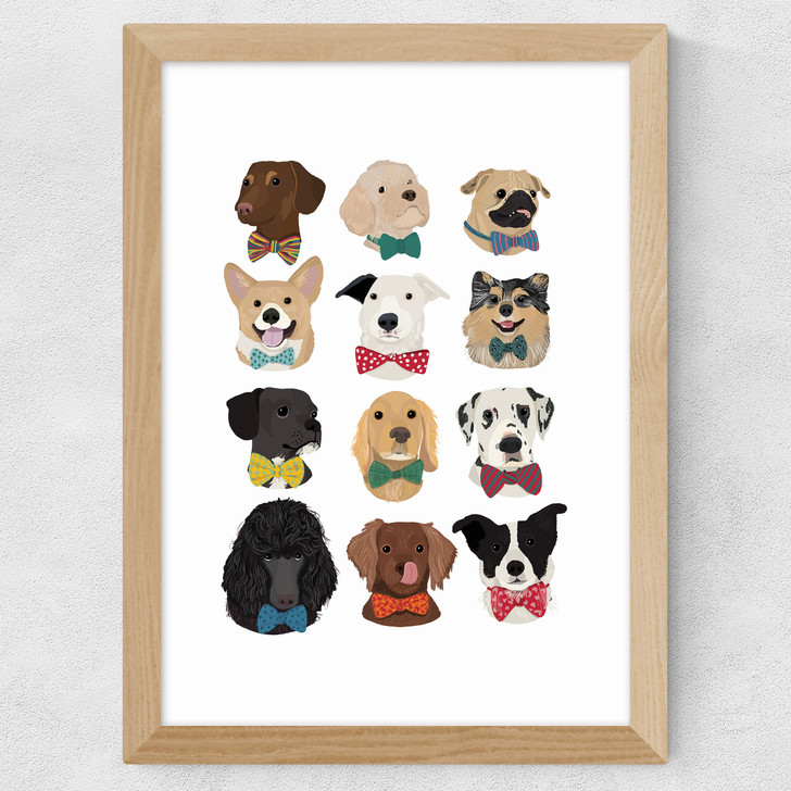 Dogs In Bowties Wide Oak Frame