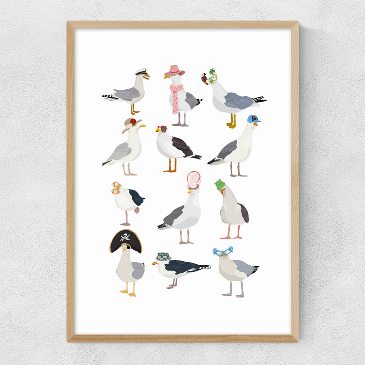 Fashion Seagulls Narrow Oak Frame