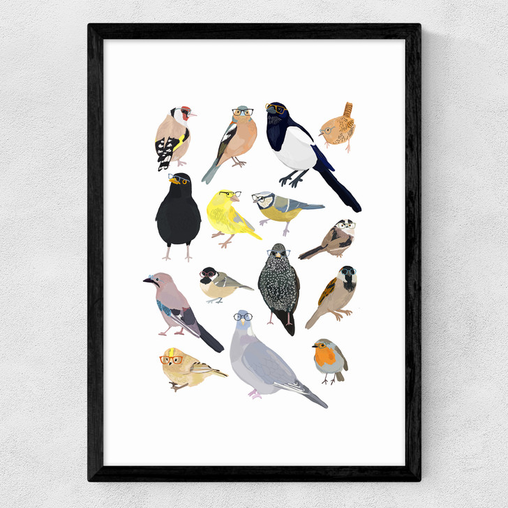 Birds In Glasses Medium Black Frame