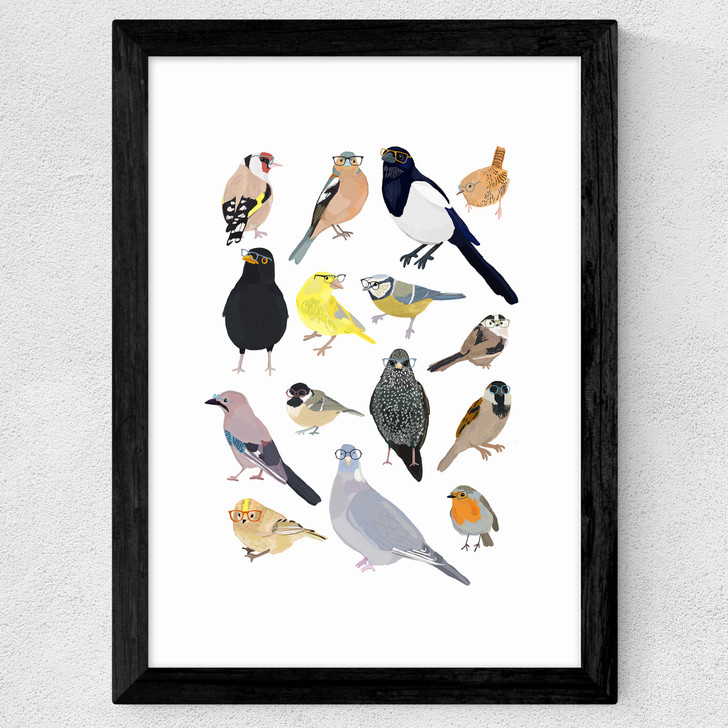 Birds In Glasses Wide Black Frame