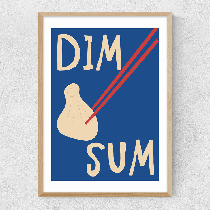 Dim Sum and Chopsticks Narrow Oak Frame