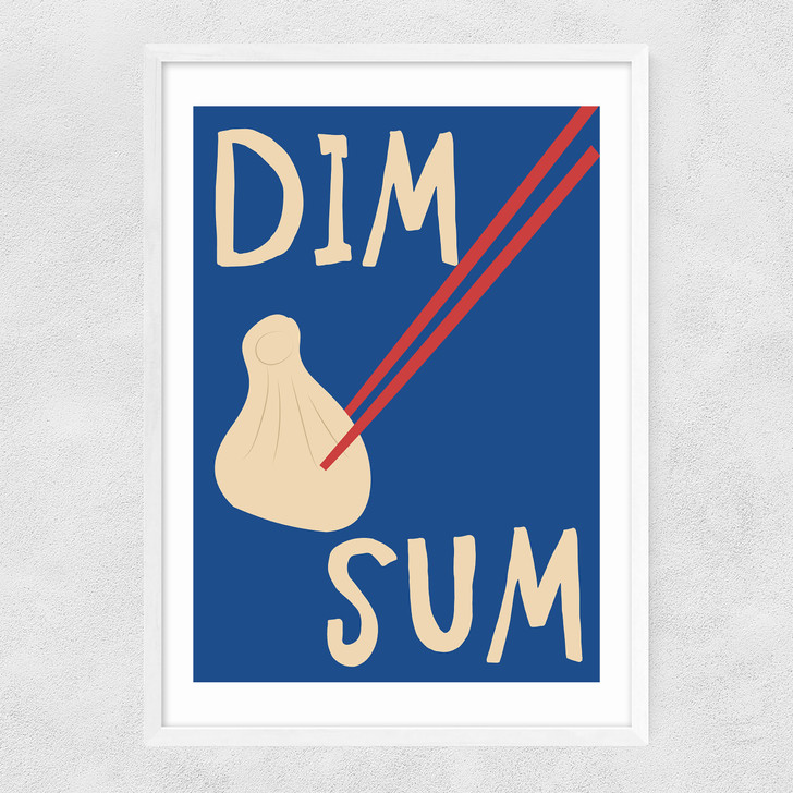 Dim Sum and Chopsticks Narrow White Frame