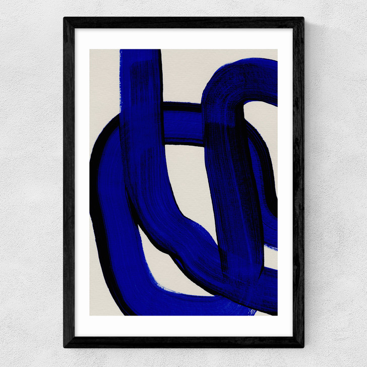 Blue Loops I Medium Black Frame