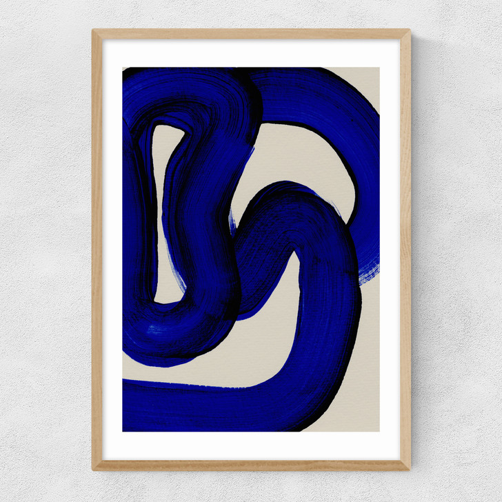 Blue Loops II Narrow Oak Frame