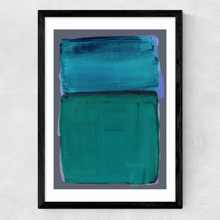Teal Shapes II Medium Black Frame