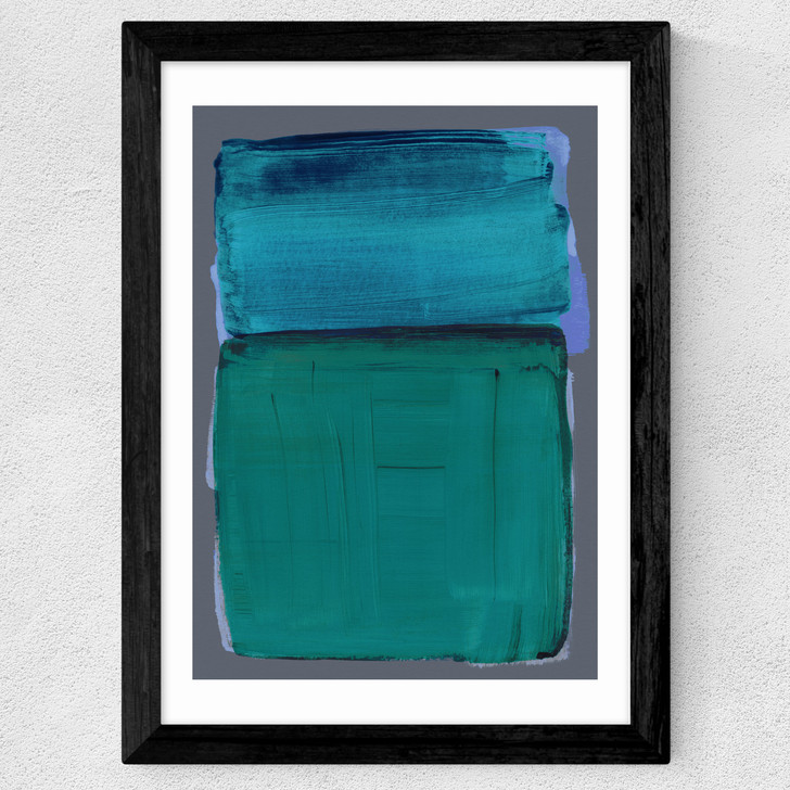 Teal Shapes II Wide Black Frame