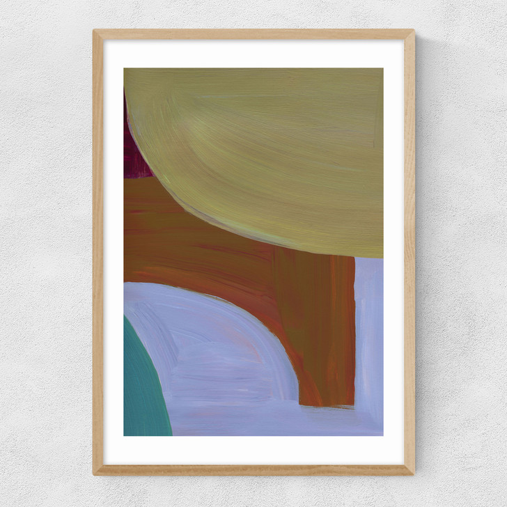 Painted Shapes I Narrow Oak Frame