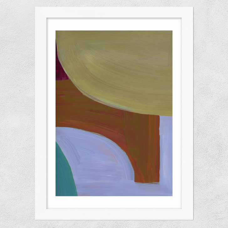 Painted Shapes I Wide White Frame