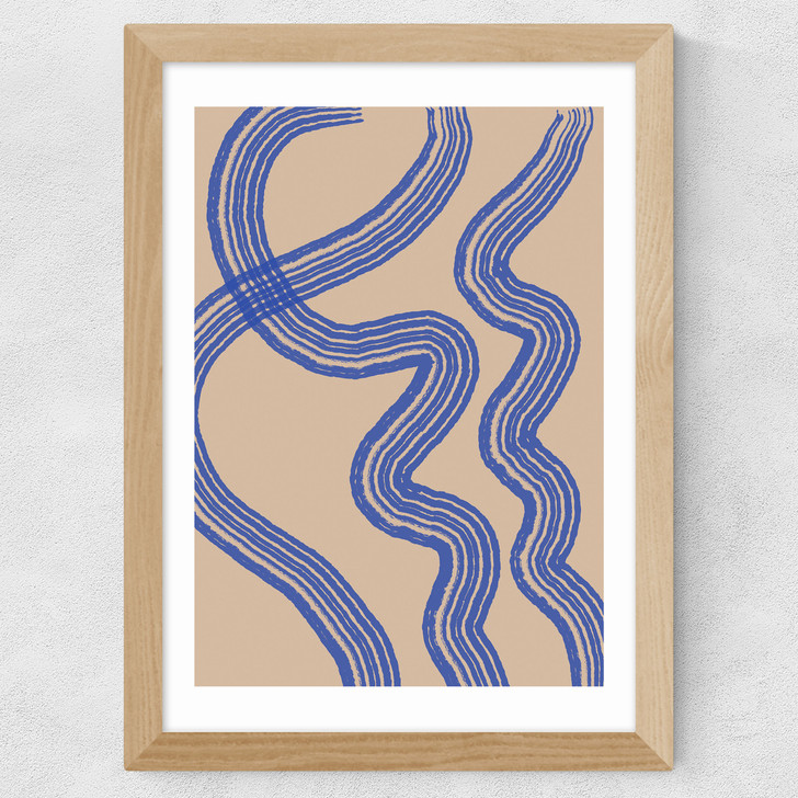 Blue Minimal Line Wide Oak Frame