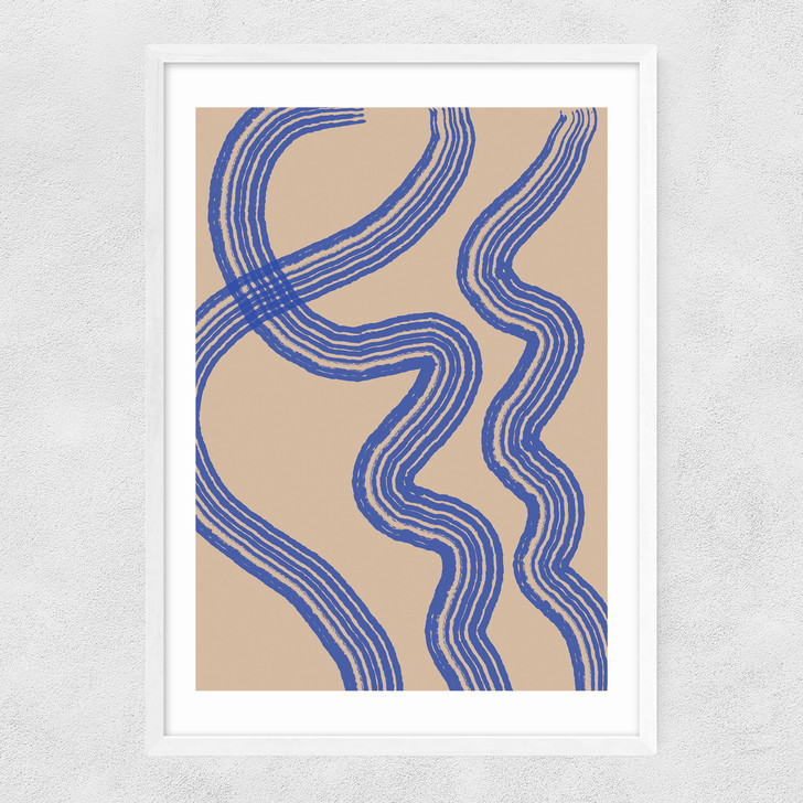 Blue Minimal Line Narrow White Frame
