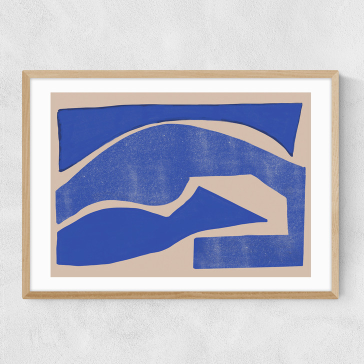 Blue Geometric Shape Narrow Oak Frame