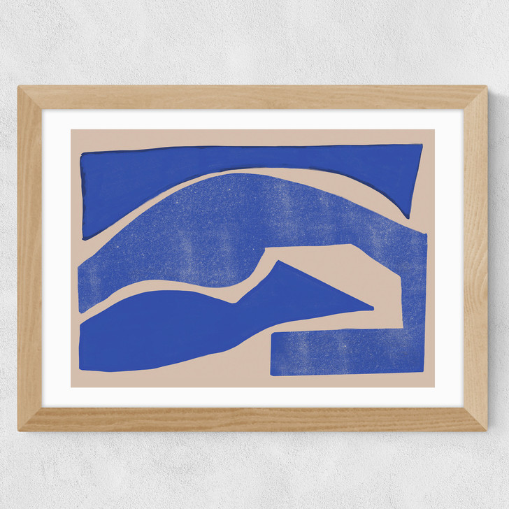 Blue Geometric Shape Wide Oak Frame